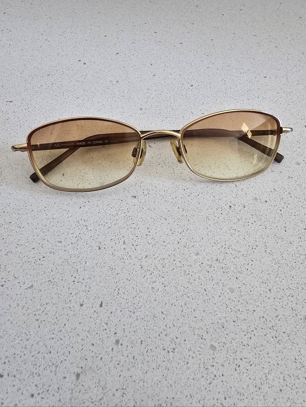 Anne Klein Vintage Gold Frame Brown Gradient Women's Sunglasses